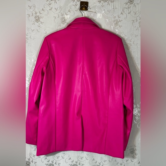Steve Madden Leather Vibrant Pink Blazer Jacket - Size Medium - Picture 7 of 9